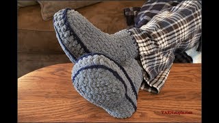 How to Crochet Tutorial DIY Adult Mens Chunky Slippers by YARNutopia [upl. by Durr357]