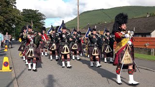 The Highlanders 4 SCOTS Pipes and Drums return march to Ballater after 2019 Ballater Highland Games [upl. by Okkin]