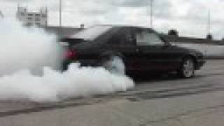 Ford Mustang burnout and tire blowout [upl. by Arednaxela]