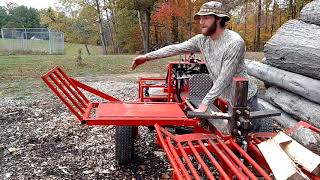 Homemade log splitter in operation [upl. by Popele]