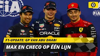 F1update Polesitter Verstappen helpt Perez in kwalificatie Abu Dhabi Hamilton klaar met 2022auto [upl. by Sadler]