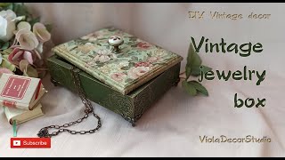 Vintage Jewelry Box  Tutorial Decoupage Home Decor DIY  Vintage style [upl. by Ebba]