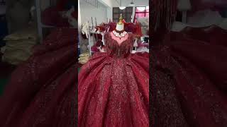 Sweetheart red ball gown wedding dress with trian for sale [upl. by Yehudi]