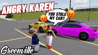 I TRIED STEALING A KARENS CAR  ROBLOX  Greenville Roleplay [upl. by Nnylarat]