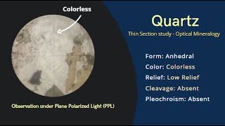 Quartz in Thin Section under Microscope  Optical Mineralogy PPL Cleavage Pleochroism twinning [upl. by Oleg]