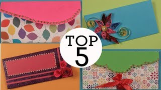 Top 5 Easy Paper Envelopes  Home Decoration Ideas  Art amp Craft Video [upl. by Giffard355]