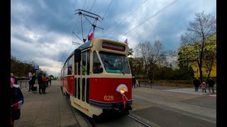 Przejazd tramwajem 102Na z okazji Święta Niepodległości [upl. by Ajnotal961]