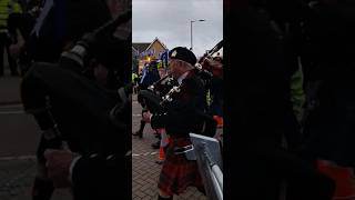 SCOTTISH BAGPIPERS AND IPSWICH FANS MARCH ALONG PORTMAN ROAD [upl. by Surdna]