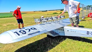 GIGANTIC DOX DORNIER RC SCALE MODEL FLYING BOAT FLIGHT DEMONSTRATION [upl. by Ateiram]