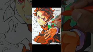 Draw TANJIRO Hinokami Kagura【鬼滅の刃】shorts demonslayer 鬼滅の刃 [upl. by Annelg]