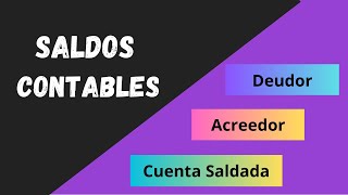 3 tipos de SALDOS CONTABLES que debes conocer CONTABILIDAD BASICA para Principiantes  Chile 2023 [upl. by Anastasia]