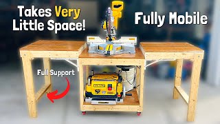 How to Build a DIY Mobile Miter Saw Station  With Dust Collection and T Tracks [upl. by Tem]