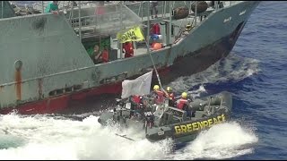 Greenpeace take action against controversial tuna vessel [upl. by Asit869]