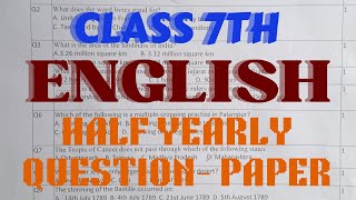 Class  7 ENGLISH2024 HalfYearly Exam Question Paper  Paper for KENDRIYA VIDYALAYA Students [upl. by Ced]