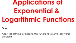 45 Applications of Exponential amp Logarithmic Functions [upl. by Gerson]