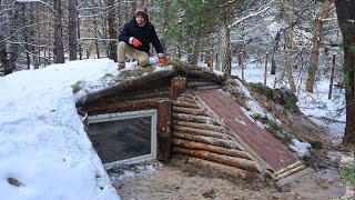 We built a dugout on 2 floors in the forest Building a complete and warm survival shelter [upl. by Adaynek]