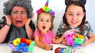 Colored Scrunchies Pick Our Slime Ingredients Challenge w Ruby and Bonnie [upl. by Damali]