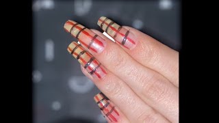 Negative space plaid nail art [upl. by Lleynod]