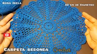 Carpeta redondaPétalos En Crochet RosaIsela CarpetasRosa [upl. by Halyhs]