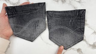 The pockets of old jeans are turned into a work of art Beautiful sewing [upl. by Pylle]