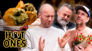 Pepper X Sean Evans Chili Klaus amp Smokin Ed Currie Eat the New Worlds Hottest Pepper  Hot Ones [upl. by Nived738]