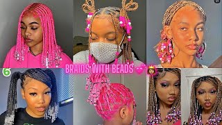 Braids With Beads Compilation 2022💕👸🏽 [upl. by Susej]