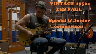 Vintage 1950s Gibson Les Paul comparison Junior Single Cut vs Double Cut vs LP Special TV Yellow [upl. by Xer]