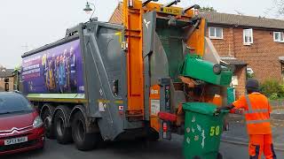 Nottingham city council Dennis olympus elite 6 empying green refuse bins [upl. by Otreblada741]