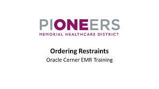 11 Cerner Ordering Restraints [upl. by Edgar]