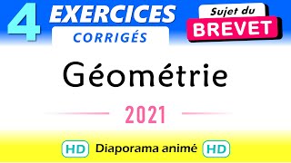 Brevet Maths exercices Géométrie 2021 [upl. by Kora225]