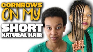 Cornrowing My Short Natural Hair  3 Month Big Chop Update TWA [upl. by Teufert]