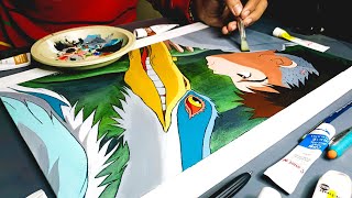 Try Studio Ghibli Painting For The First Time On Canvas  The Boy And The Heron [upl. by Ile]