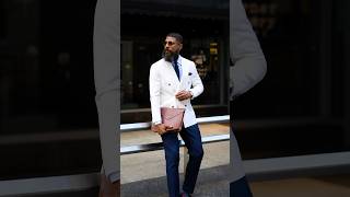 How to wear a White Blazer 🕊️ • menstyle doublrebreastedblazer mensuits [upl. by Kevyn]