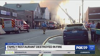 Fire brings heavy damage to restaurant in downtown Rushville [upl. by Oinegue165]