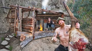 Building Complete Deer Hunting SURVIVAL SHELTER In The Unexplored WILDERNESS  HUNT CLEAN amp COOK [upl. by Diannne990]