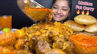 SPICY MUTTON FAT CURRY 🔥 SPICY MUTTON CURRY HYDERABADI EGG KORMA WITH PURI AND RICE  EATING SHOW [upl. by Delcina]