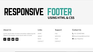 How to Make a Responsive Footer Using HTML amp CSS  Responsive Footer Tutorial in Hindi [upl. by Notneiuq]