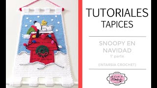 🍀 TUTORIAL TAPIZ de SNOOPY en Navidad  Snoopy Christmas Wall Hanging  INTARSIA CROCHET  13 [upl. by Uahsoj444]