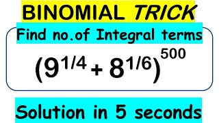 Binomial Theorem Trick for JEENDANAAirforceNumber of Integral terms in a Binomial expansion [upl. by Bernita]