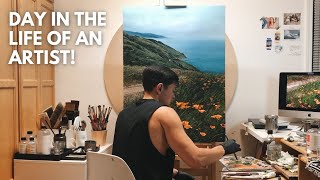 Day in the life of an artist ✎ ART STUDIO  OIL PAINTING  VARNISHING  FRAMING GYM  ART SUPPLIES [upl. by Nadiya]