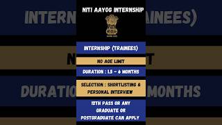 Niti Aayog Internship 2024  Internship For College StudentsGovernment Online Internship 💼🔥shorts [upl. by Uis]