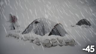 EXTREME Winter SNOW STORM 45C WINTER CAMPING WINTER STORM hits HOT tent FREEZING wind [upl. by Polad737]