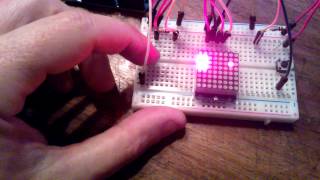 Snakegame on Arduino using 8x8 matrix of AdaFruit [upl. by Enyt]