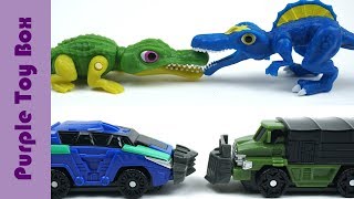 공룡메카드 스피노 수쿠스 와 메가 트리케라 vs 메가 티라노 장난감 Dinosaur Toys [upl. by Ytissac]