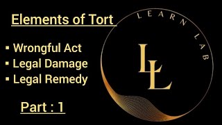 Elements of Tort Legal Damage Legal Remedy and Wrongful Act trending ballb law LearnLab [upl. by Ceevah]