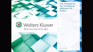 CCH ProSystem fx Tax  Installing an Additional Tax Product [upl. by Ronen210]