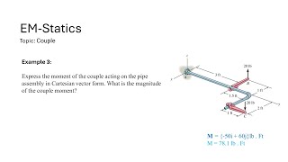 Couple Ex 03 Express the moment of the couple acting on the pipe assembly in Cartesian vector form [upl. by Hagen]