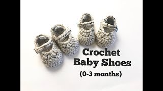 Crochet Mary Jane Shoes  crochet baby shoes 03 months [upl. by Chemush]