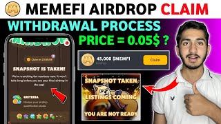 Memefi Airdrop claim and withdrawal process  Memefi new update today  memefi price prediction [upl. by Recnal652]