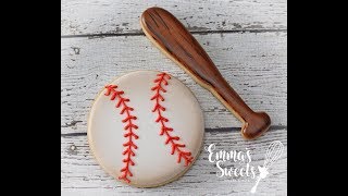 Baseball Cookies  Bat and Ball  by Emmas Sweets [upl. by Atinahs]